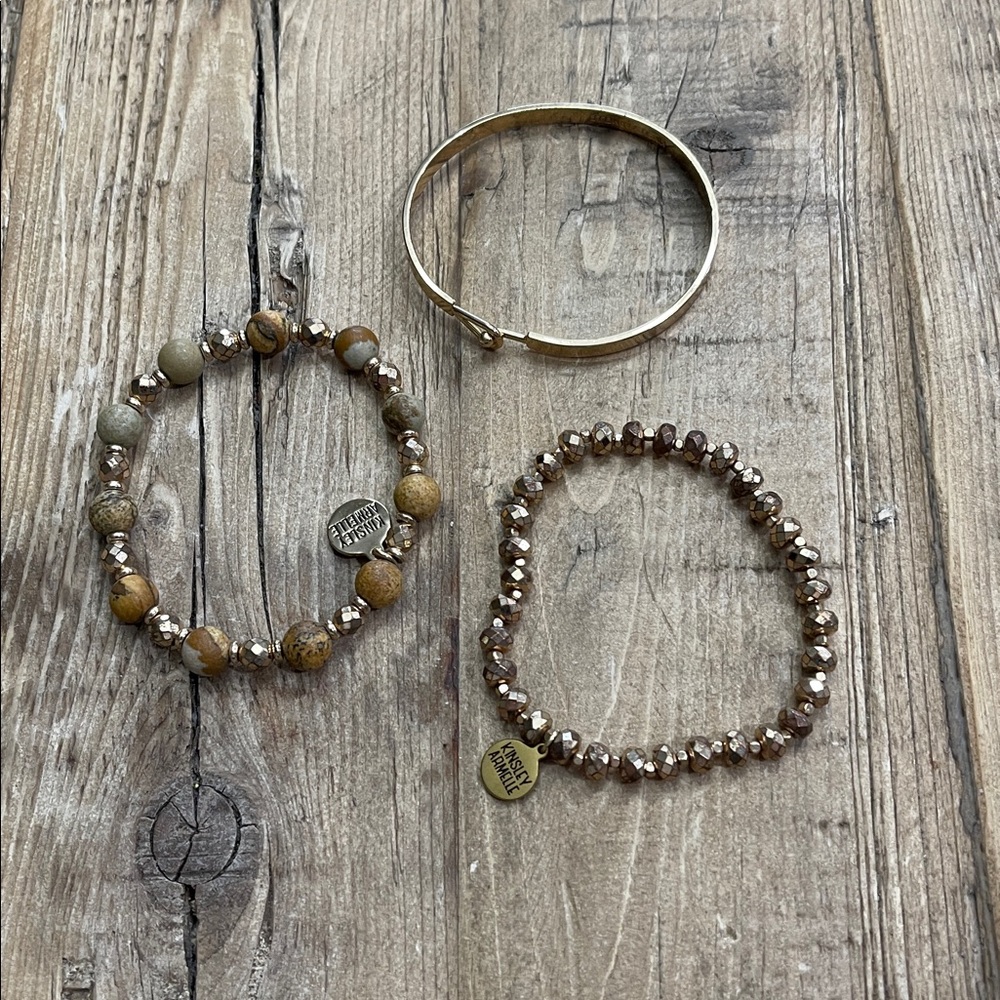 Kinsley Armelle Gold and Brown Bracelets Set / 3